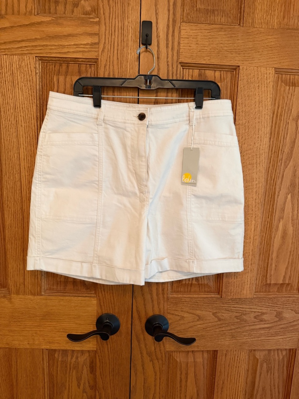 Boden Cream High-Rise Utility Shorts